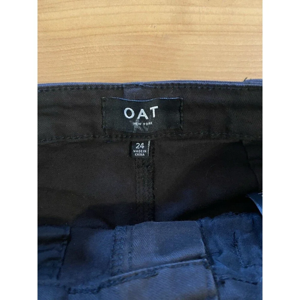 OAT New‎ York High Rise Wide Leg Crop Jeans Womens 24 Black Stretch Denim